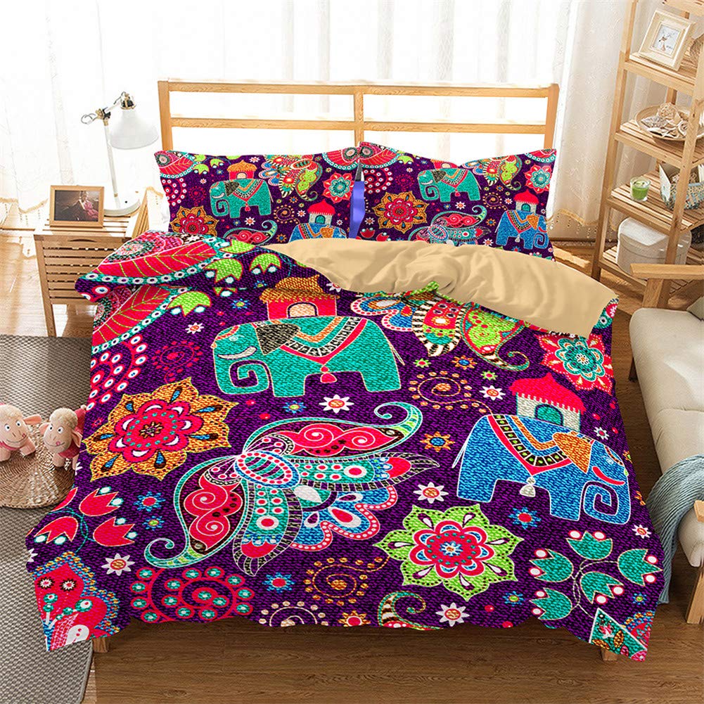 Parure de lit 3D grand lit 2 personnes avec housse de couette microfibre hypoallergique