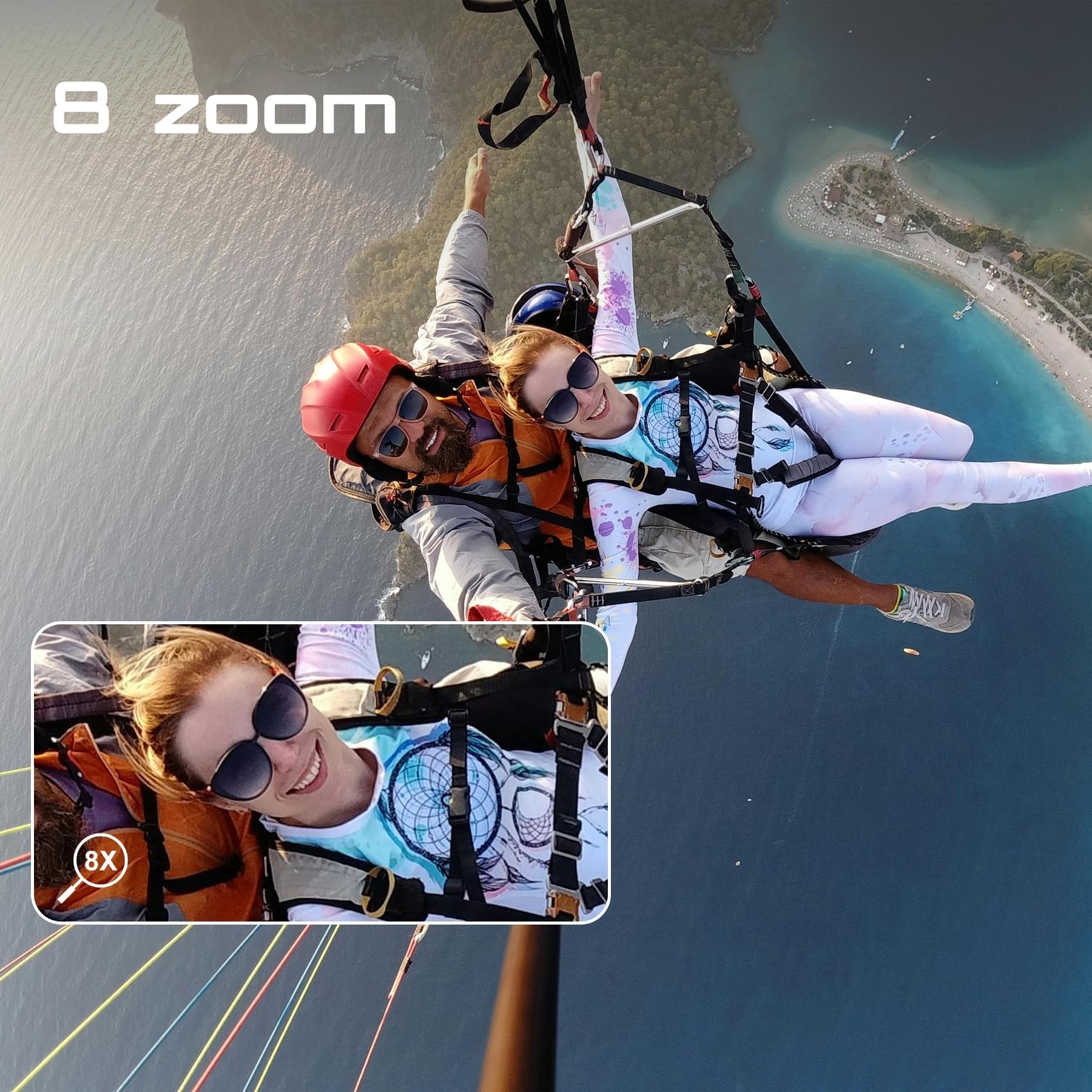 Apexcam Nuova M80PRO Action Cam 4K 64MP EIS Touch Screen Con 128GB Scheda Fotocamera Sportiva Impermeabile Fotocamera Subacquea 40M 8X Zoom e 2 * 1350 Batterie Kit Accessori