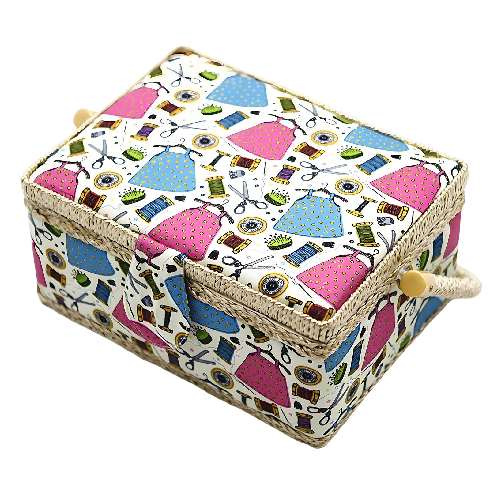 our fave Wooden Frame Fabric Handled Needlework Organizers with Spacious Interior and Fasteners for Sewing Supplies Large Capacity Needlework Planner Ending Needle Case