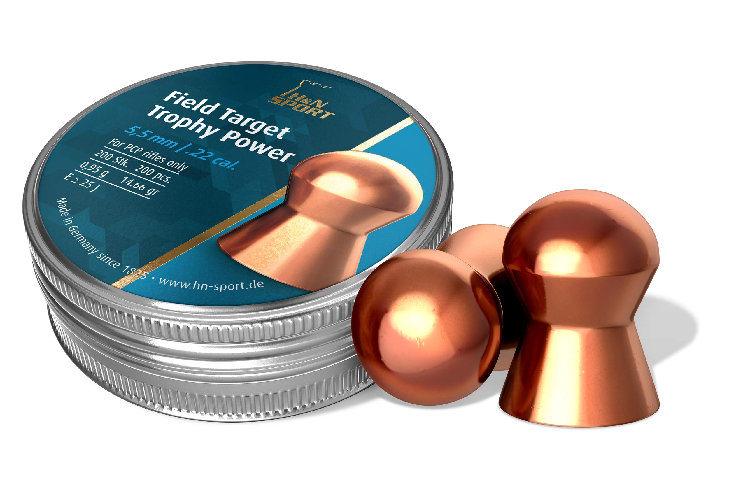 H&N Sport H&N Field Target Trophy Power Copper-Plated Domed Airgun Pellets .22 Caliber / 14.66 Grains (200 Count)
