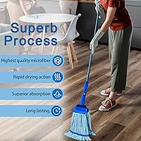 Vista 6 de 4 Pack - Large Microfiber Tube Mop 400GSM - Heavy Duty Industrial Wet Mop Head Refill,Commercial, Thick Fiber, Replacement Heads, Extra Absorbent