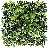 Vista 21 de E&K Panel de valla de plantas artificiales de 20 x 20 pulgadas, hojas sintéticas, césped, panel de privacidad para interiores y exteriores