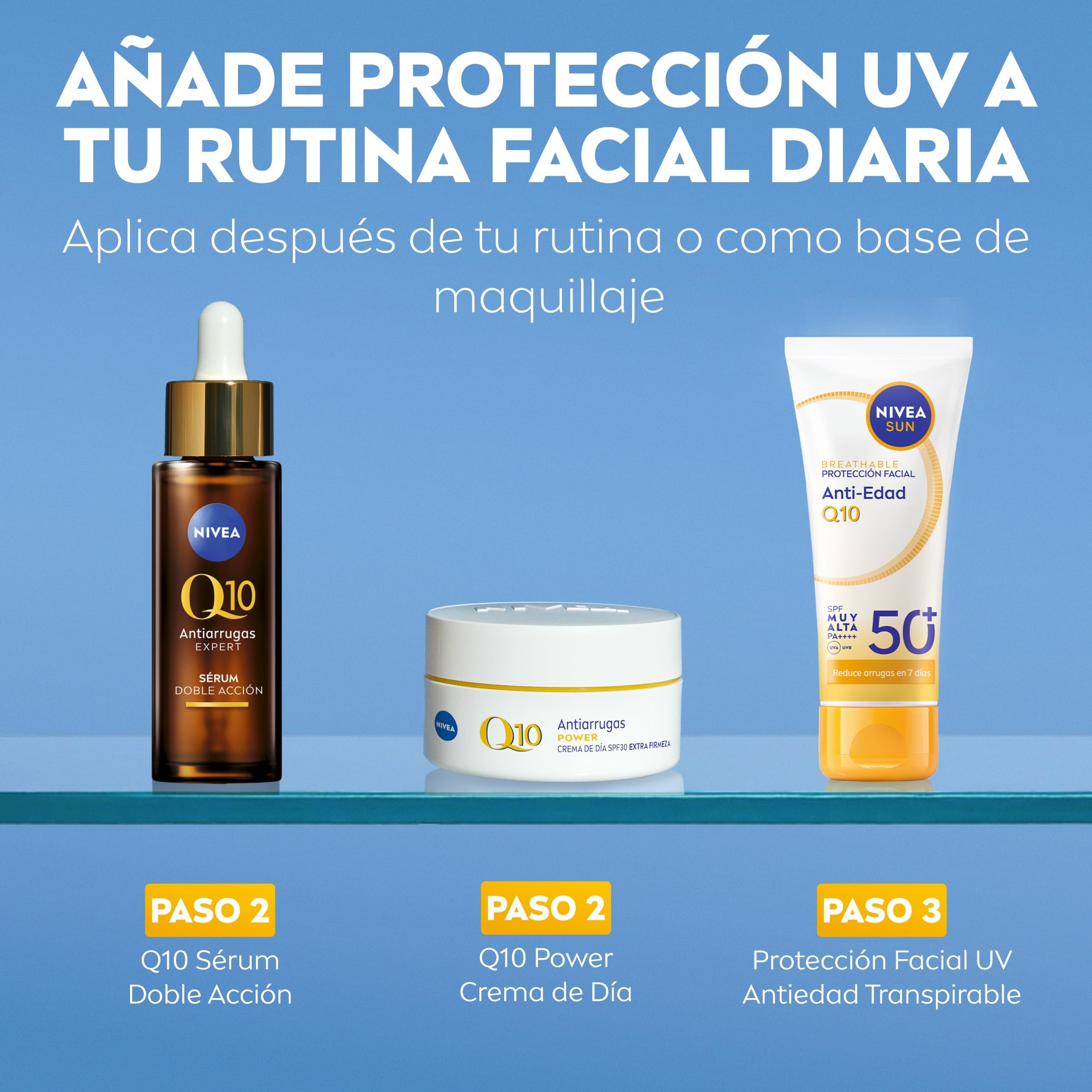 NIVEA SUN Q10 Protección Solar Facial Antiedad SPF50+ 40 ml Piel Madura