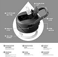 Vista 5 de IDEUS Botella de agua aislada de 12 onzas, botella de agua aislada de acero inoxidable para la escuela, botellas aisladas con pajitas a prueba