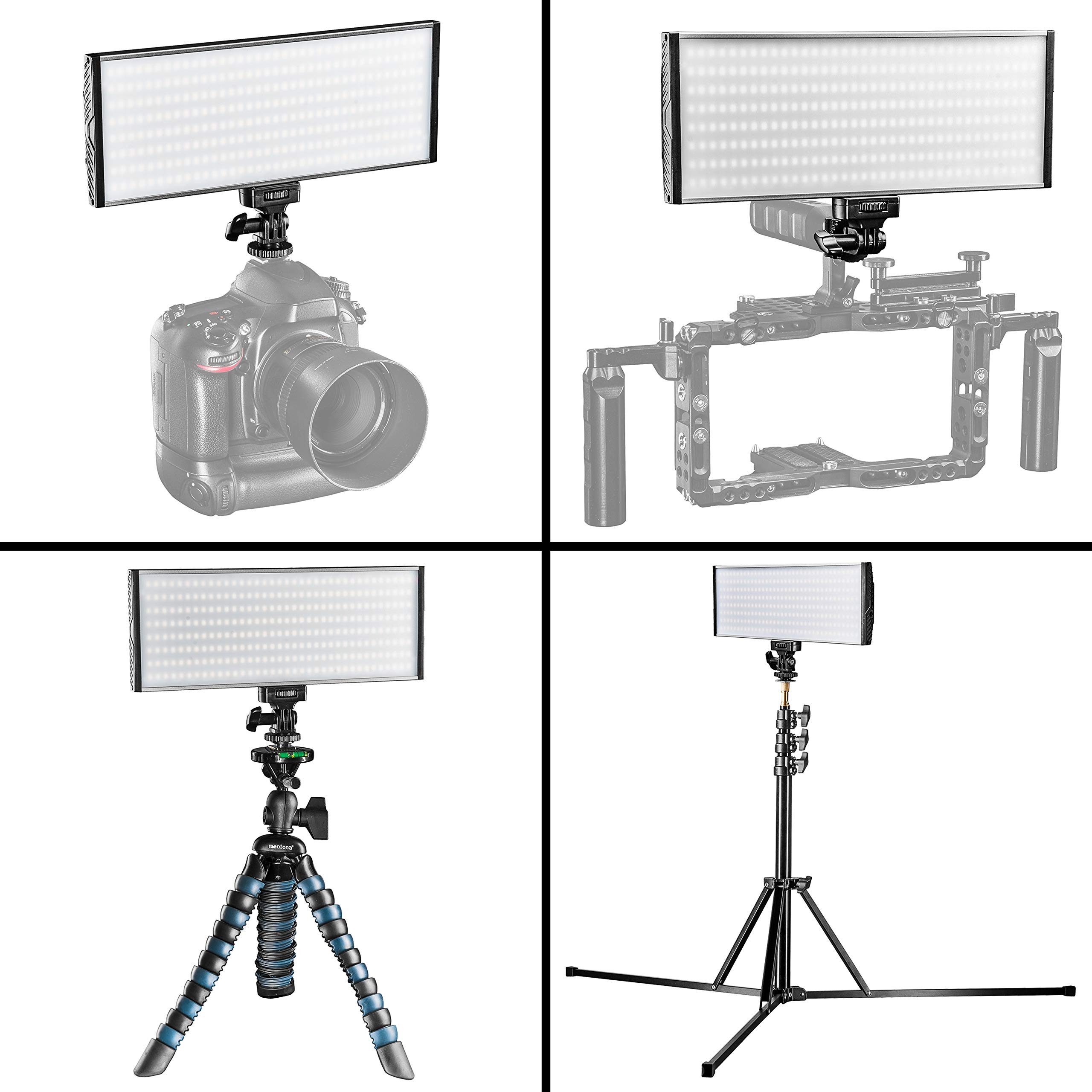 Walimex Pro Niova 300 Bi Color LED On-Camera-Leuchte – 30W, 3200-5600K, Mit Akkus & Ladegerät