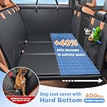 MYJAQI Back Seat Extender for Dogs, Waterproof Dog Car Seat Cover with Hard Bottom, Premium PU Leather, Anti-Scratch, Non-Slip, Easy to Clean, Supports Large Dogs Up to 400 lbs