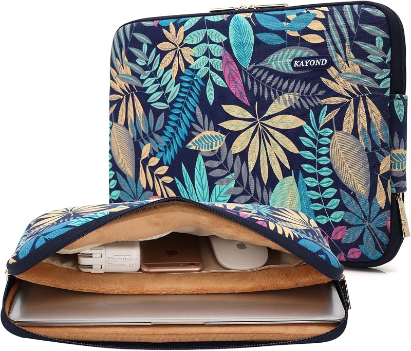Canvas Water-Resistant for 15-15.6 Inch Laptop Sleeve Case Bag (15-15.6 Inches, Forest Series Bule)