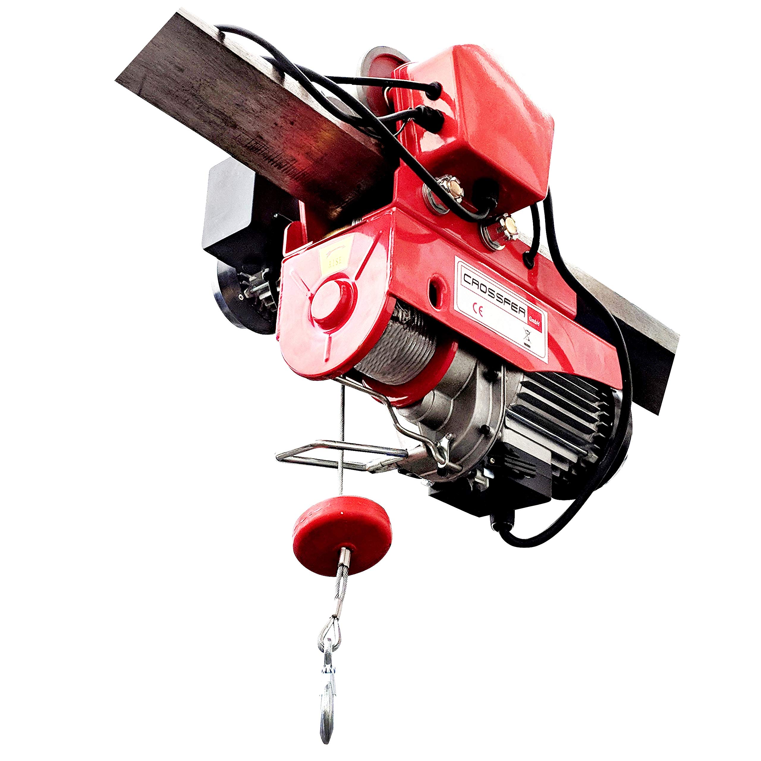 CROSSFER HDGD-800 - Cabrestante eléctrico con carretilla (400/800 kg, cable de acero, 12 m, 230 V)