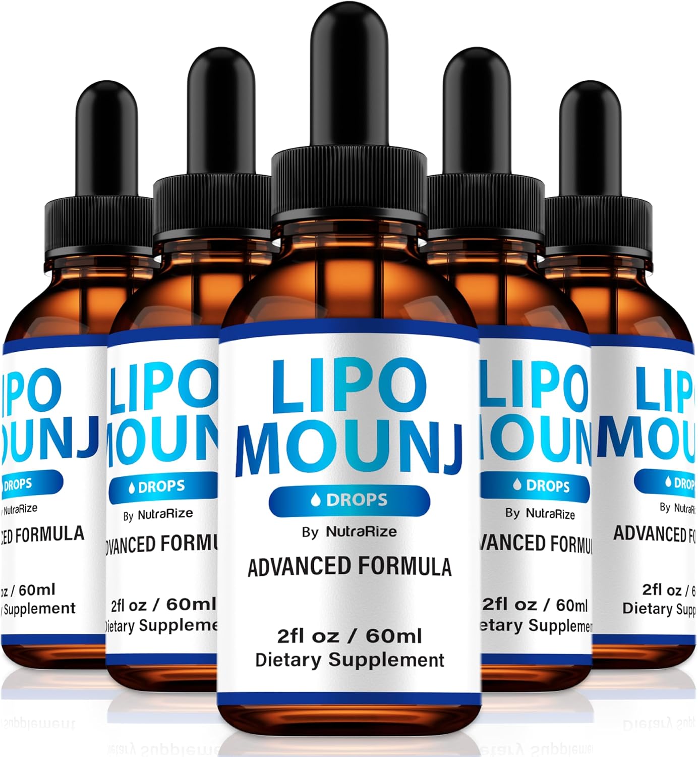(5 Pack) LipoMounj Drops, Premium Lipo Mounj Droppers, All-Natural Liquid Formula to Maintain Overall Well-Being and Healthy Body, Official LipoMounj Support Gotas Review (150 Servings)