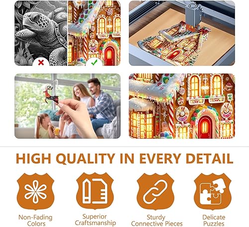 Miniatura 3 de Rompecabezas de madera de Navidad para adultos, rompecabezas de casa de dulces de Navidad, rompecabezas de madera de jengibre de forma única para