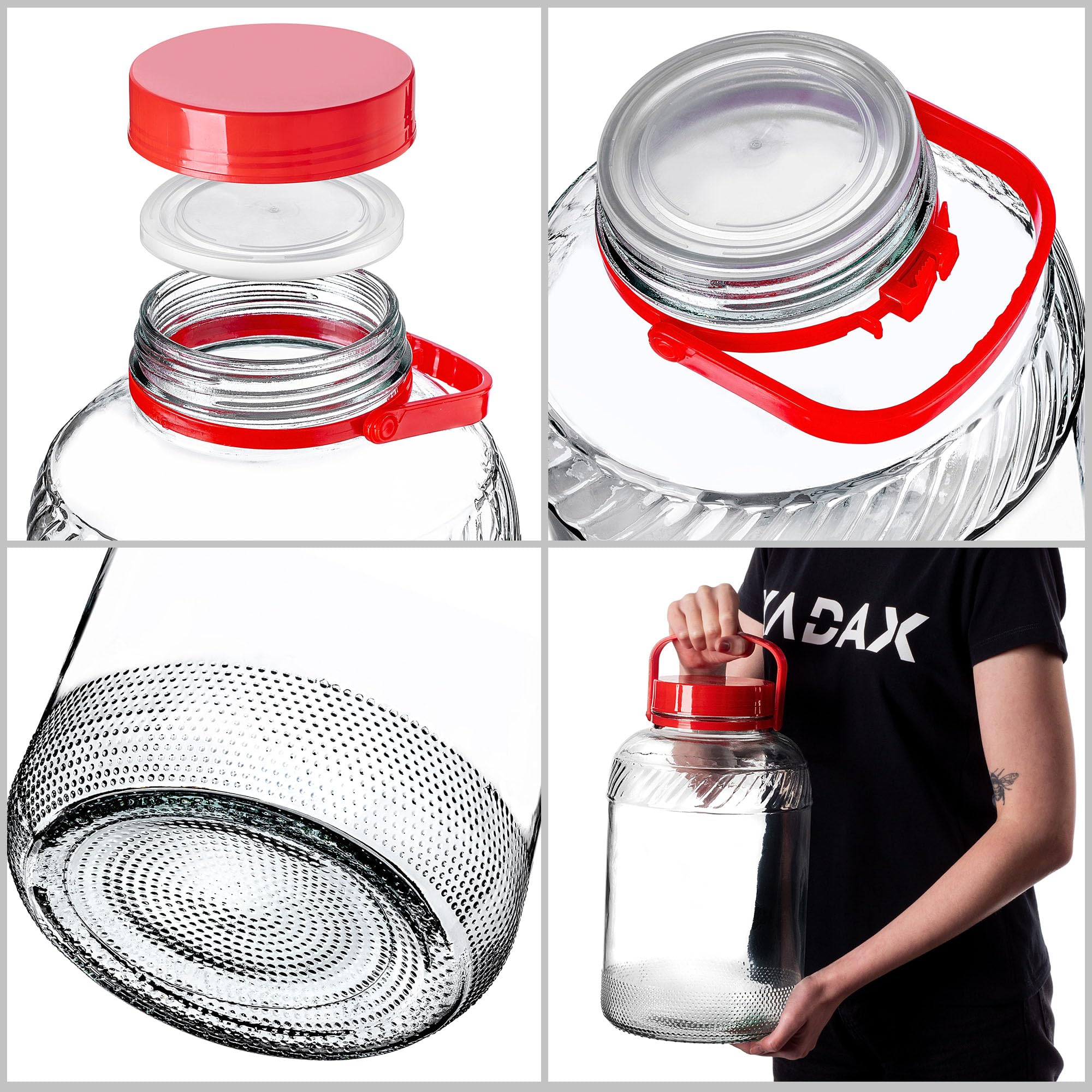 KADAX Barattolo di fermentazione grande in vetro, contenitore di conservazione con coperchio ermetico, ideale per la preparazione di sottaceti e crauti (8L)