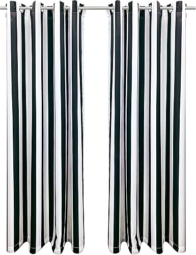 Miniatura 2 de Seascapes Stripe - Par de paneles con ojales cada uno, 50 x 84 pulgadas, color negro