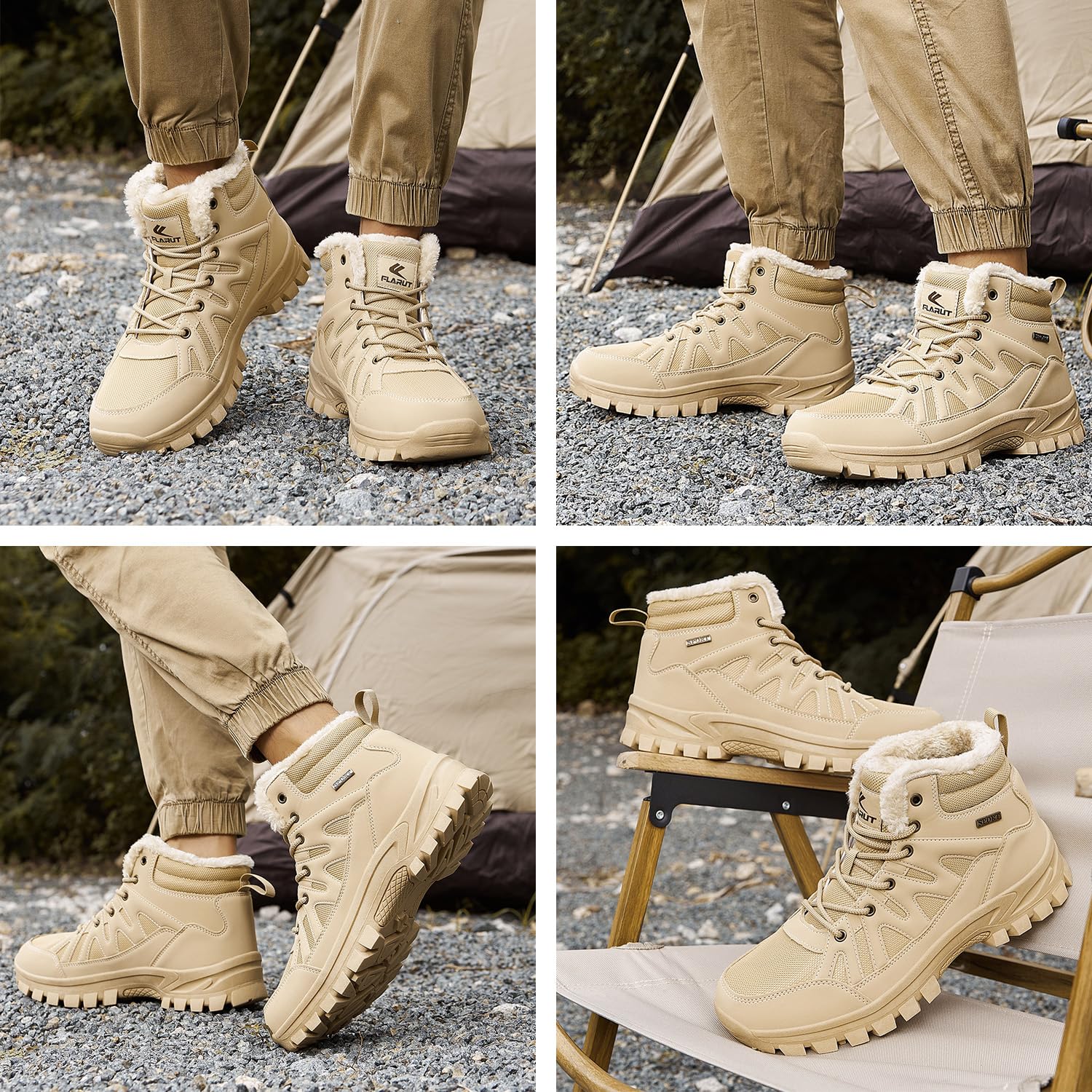 FLARUT Hombre Botas de Invierno Cálido Forro Botas de Montaña Botas de Nieve Botas de Trekking Zapatos de Invierno Botas de Nieve Zapatos al Aire Libre