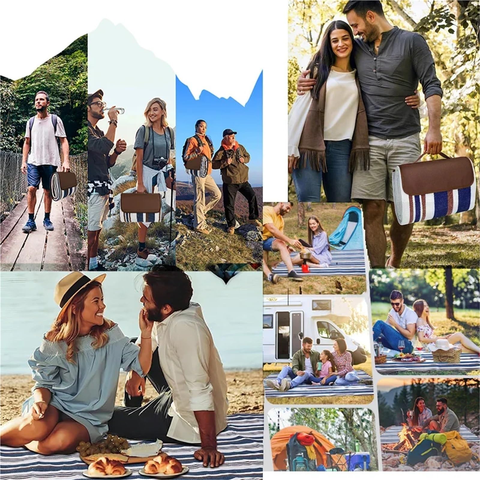 Telo Picnic Coperte da picnic, impermeabili, anti-sabbia, pieghevoli, for spiaggia, for campeggio primaverile ed estivo, parco, viaggio sull'(Color3,200cm X 150cm)
