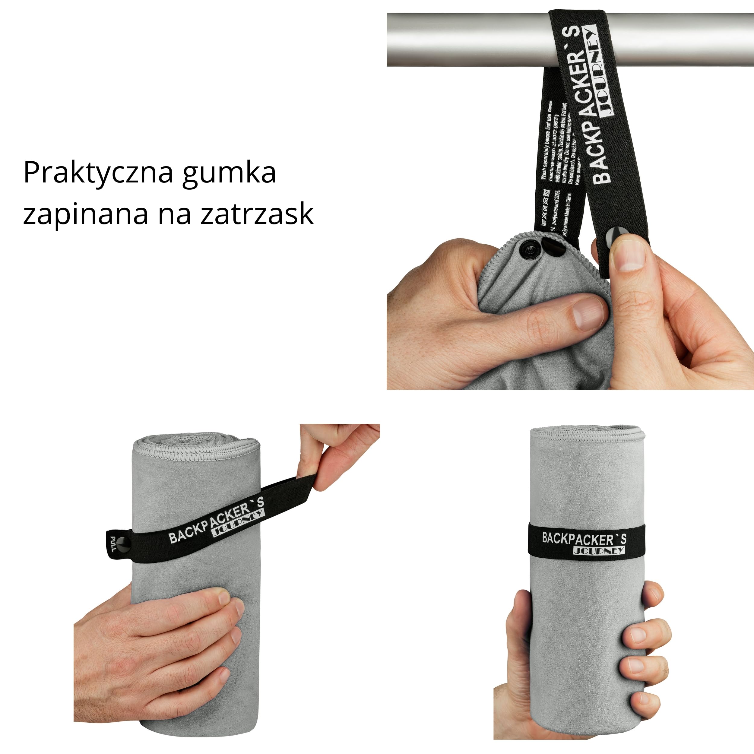 Backpacker's Journey Ręczniki z mikrofibry S M L XL. Zestaw ręczników podróżnych, lekkie, szybkoschnące, chłonne i antybakteryjne (szare, L)