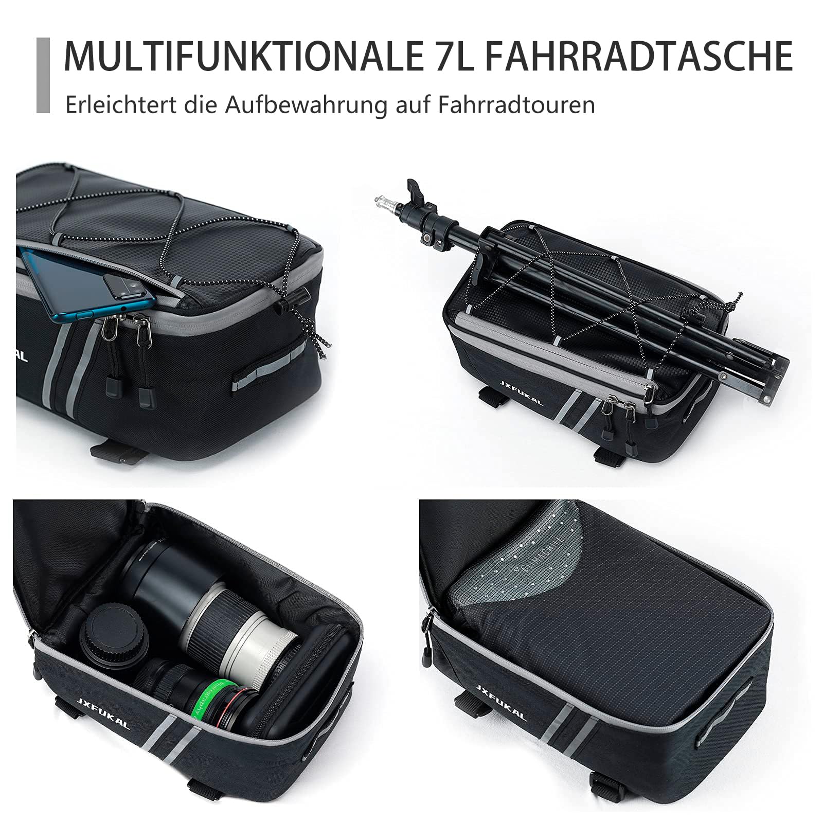 JXFUKAL Borsa per portapacchi da bicicletta, impermeabile, 7 l/12 l