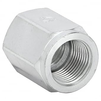 Adaptall 9044-06-06 Series 9044 Carbon Steel Straight Adapter, 3/8"-19 Female BSPP x 3/8"-18 Female NPT, BSPP x NPT, Carbon Steel