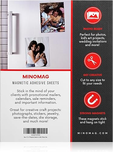 Miniatura 7 de Minomag Hojas magnéticas de 8 x 10 pulgadas con respaldo adhesivo, 5 piezas  Hojas magnéticas cortadas a medida para manualidades, fotos, sellos,