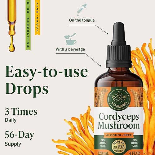 Miniatura 6 de HERBAMAMA Cordyceps Sinensis Tintura - Apoyo inmunológico vegano y defensa con gotas de extracto de hongos Cordyceps - Suplemento de inmunidad