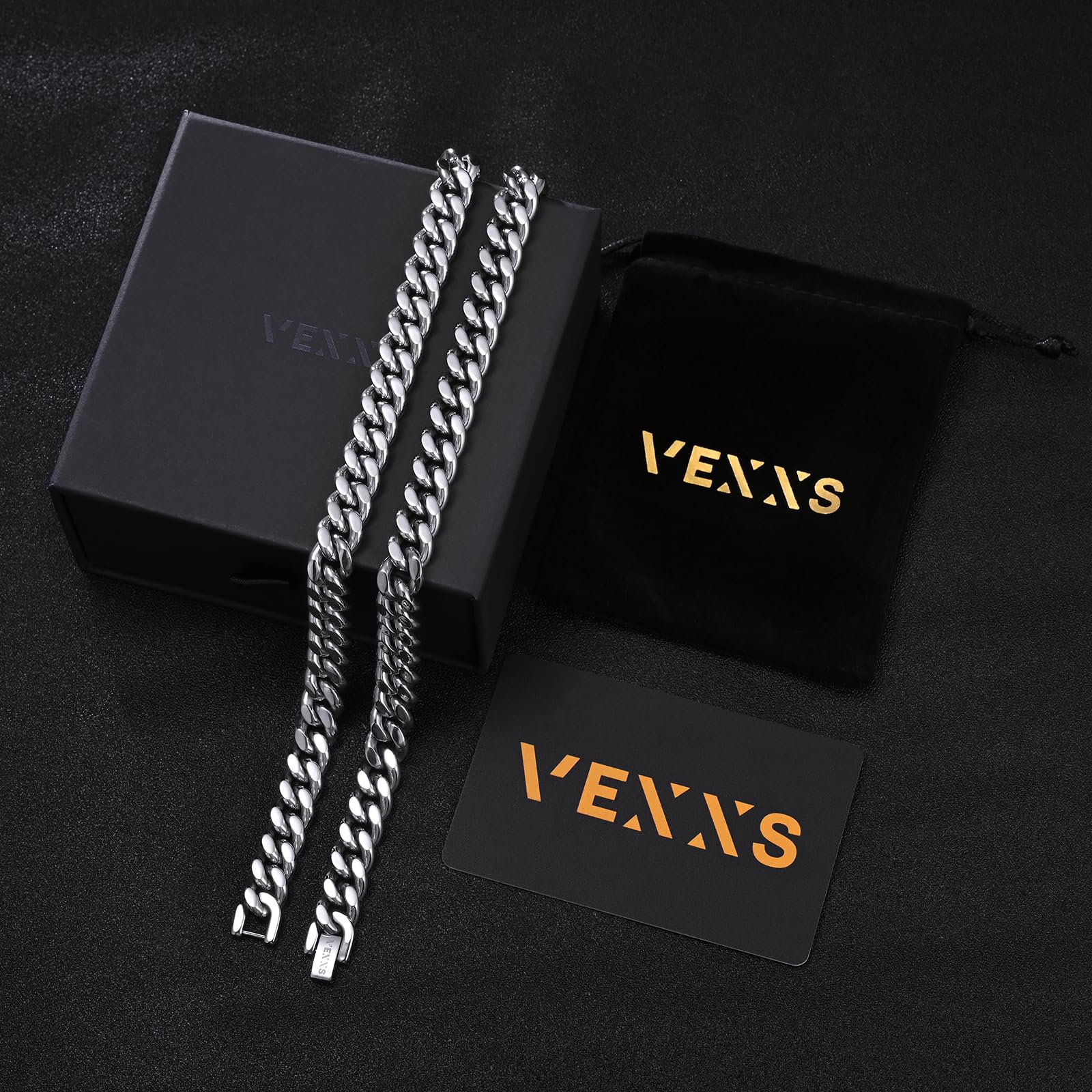 VEXXS Panzerkette Herren 10/12mm,18 Karat Vergoldet Edelstahl cuban chain, Flache Kubanische halskette Herren Kette,Goldkette für Herren Männer Jungen, Herren Schmuck Geschenk,46-66cm