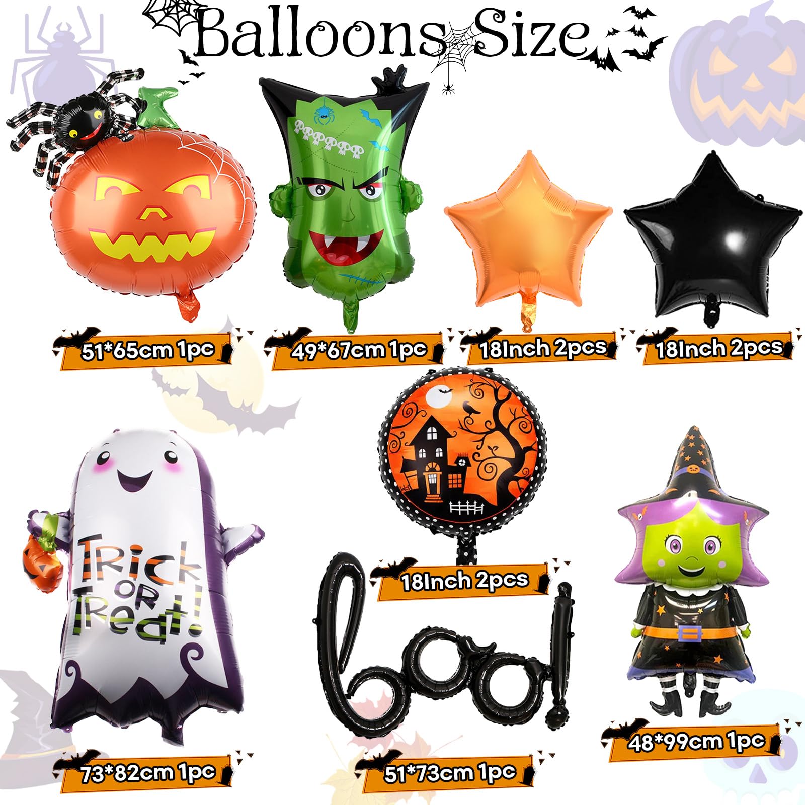 10 Pcs Halloween Boo Foil Balloons Set - Image 2
