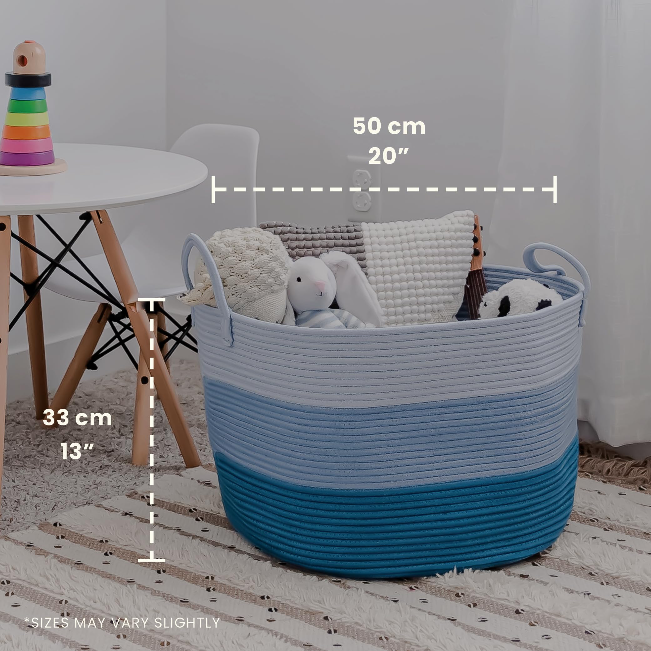 OrganiHaus XXL katoenen touw opbergmand - 35x45cm - handgeweven organizer voor kleding, kussens, speelgoed (grijs