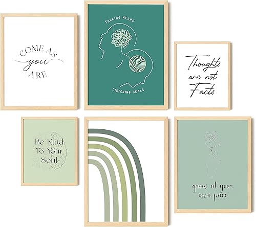 EXCOOL CLUB Decoración de oficina de terapia, pósteres de salud mental para escuela secundaria, arte de pared de psicología de 12 x 16 pulgadas,