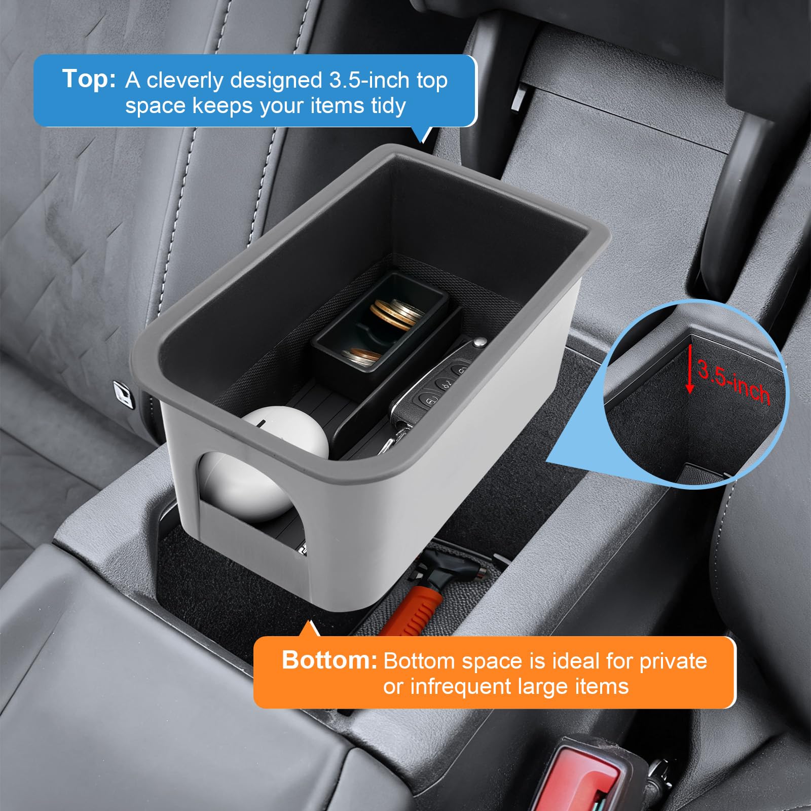 Vano Portaoggetti per Bracciolo Compatibile con Cupra Terramar 2025 2026, Scatola Portaoggetti del Bracciolo Centrale, Terramar VZ 2.0/1.5 Hybird VZ Organizer Con Scatola Monete
