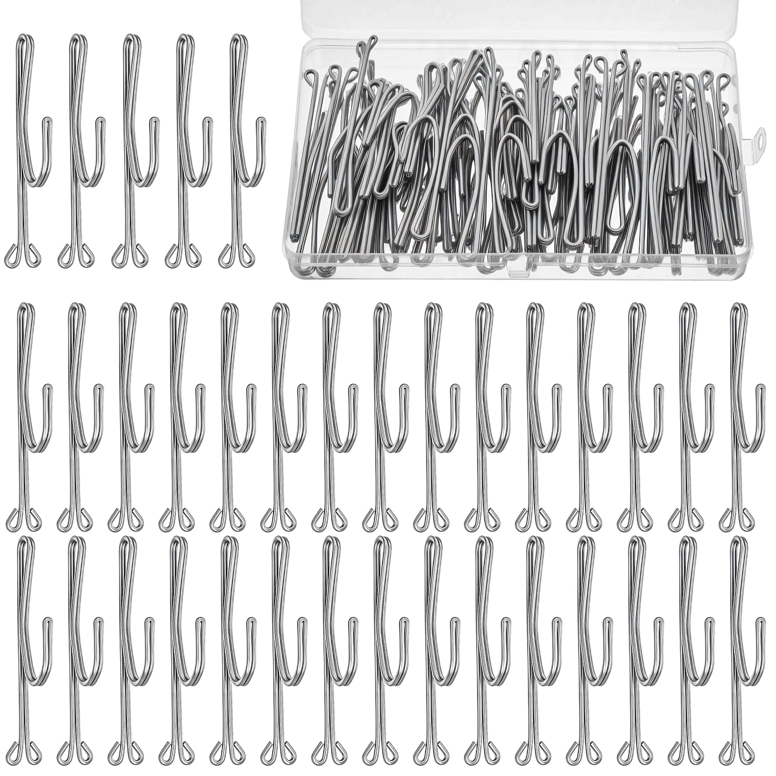 Photo 1 of  Pcs 3" Drapery Hooks Metal Curtain Hooks, Silver Curtain Pins Pleat Hooks Stainless Steel Curtain Pins and Hook for Drapes,Window Door Curtain