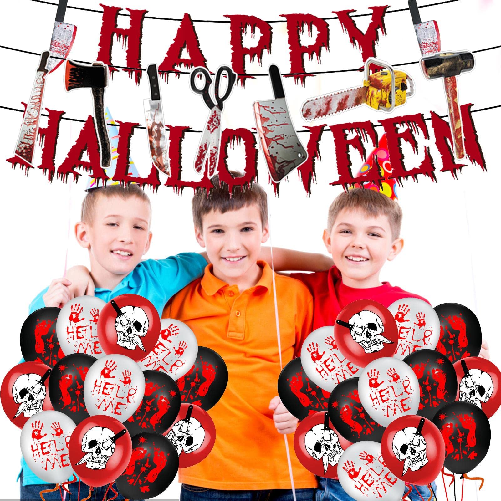 5 Ballons d'halloween,bannière Ballon Happy Halloween - Décoration Ballons d'halloween pour Les faveurs Fournitures fête à la Maison, Ballons fête d'halloween