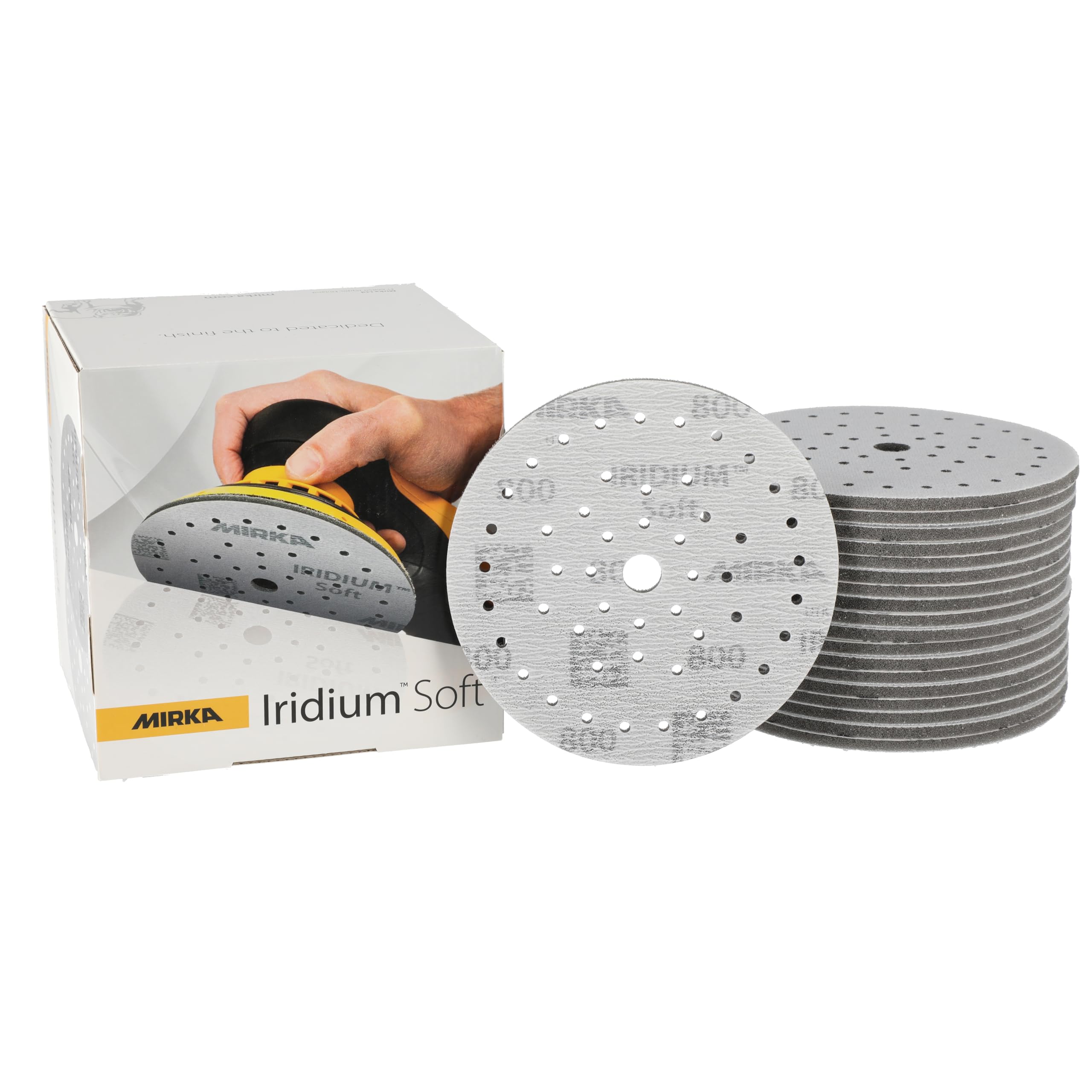 Mirka Schleifscheiben Iridium Soft Ø 150 mm Korn P800 Klett Multifit 20 Stk | Schaumbasiertes Schleifmittel für präzises Finish Klarlackschliff Hand- und Maschinenschliff Karosseriereparatur