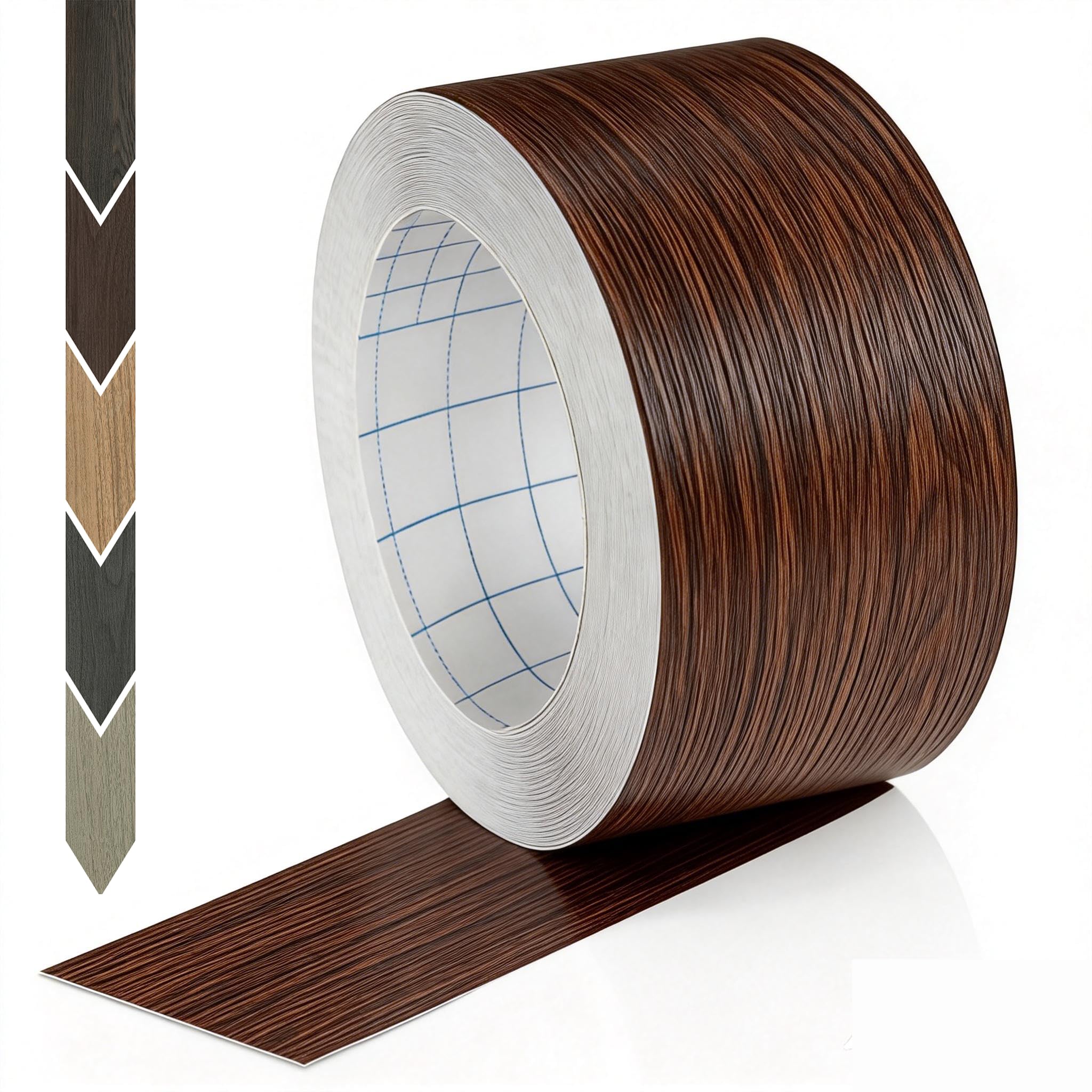 GSCIT Club Wood Grain Repair Tape, 2.4 inch X 250ft Self Adhesive Brown Walnut Grain Repair Patch for Tables, Chairs, Baseboards, Doors, Windows,