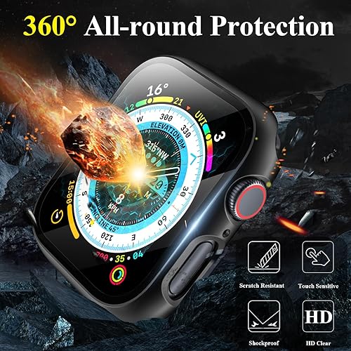 Miniatura 3 de EWUONU - Funda para Apple Watch Series 9, protector de pantalla de 1.614 pulgadas (1.614 in), serie 8 y 7, carcasa rígida de policarbonato duro de