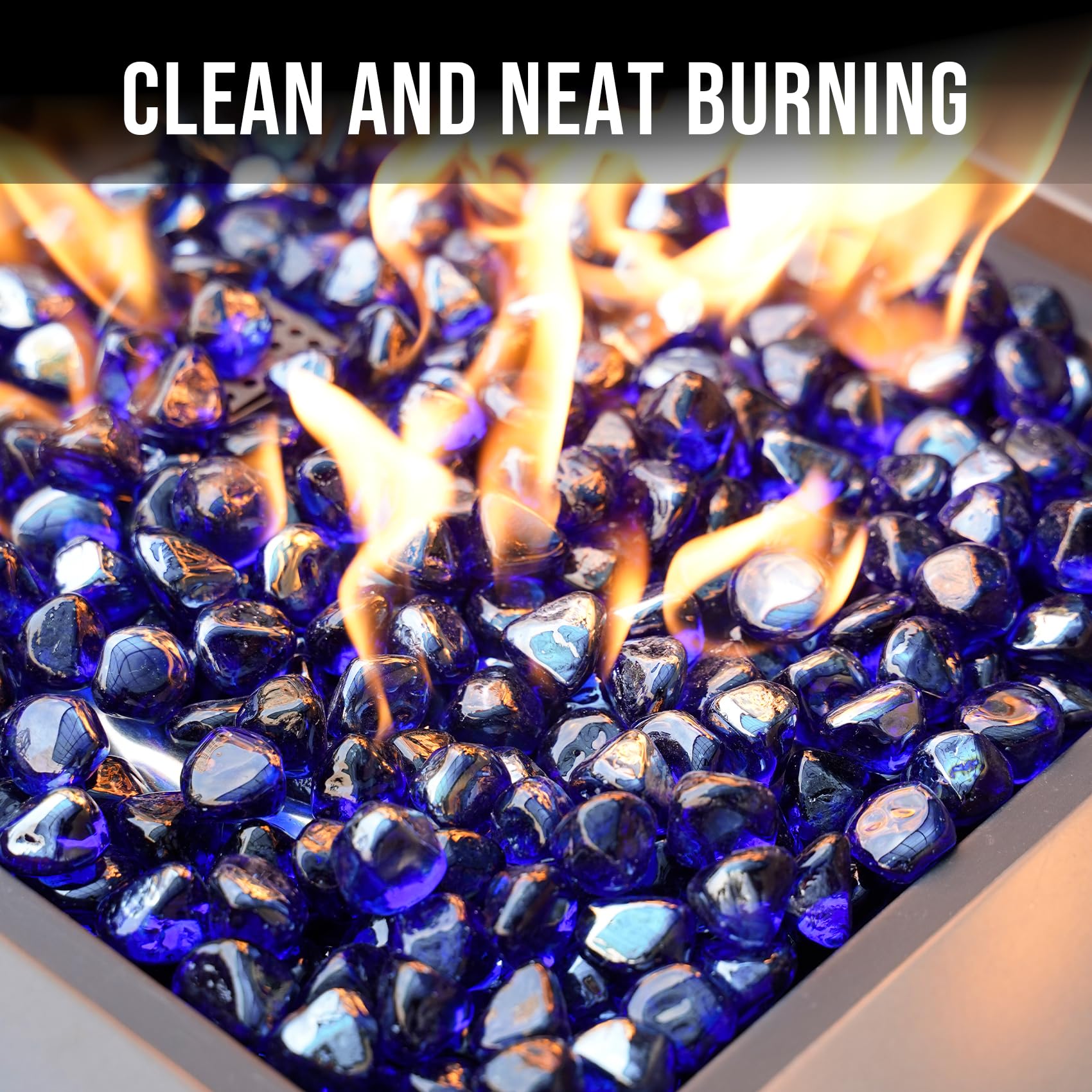 Cobalt Blue Fire Glass Diamonds - Stunning Fire Pit & Fireplace -3