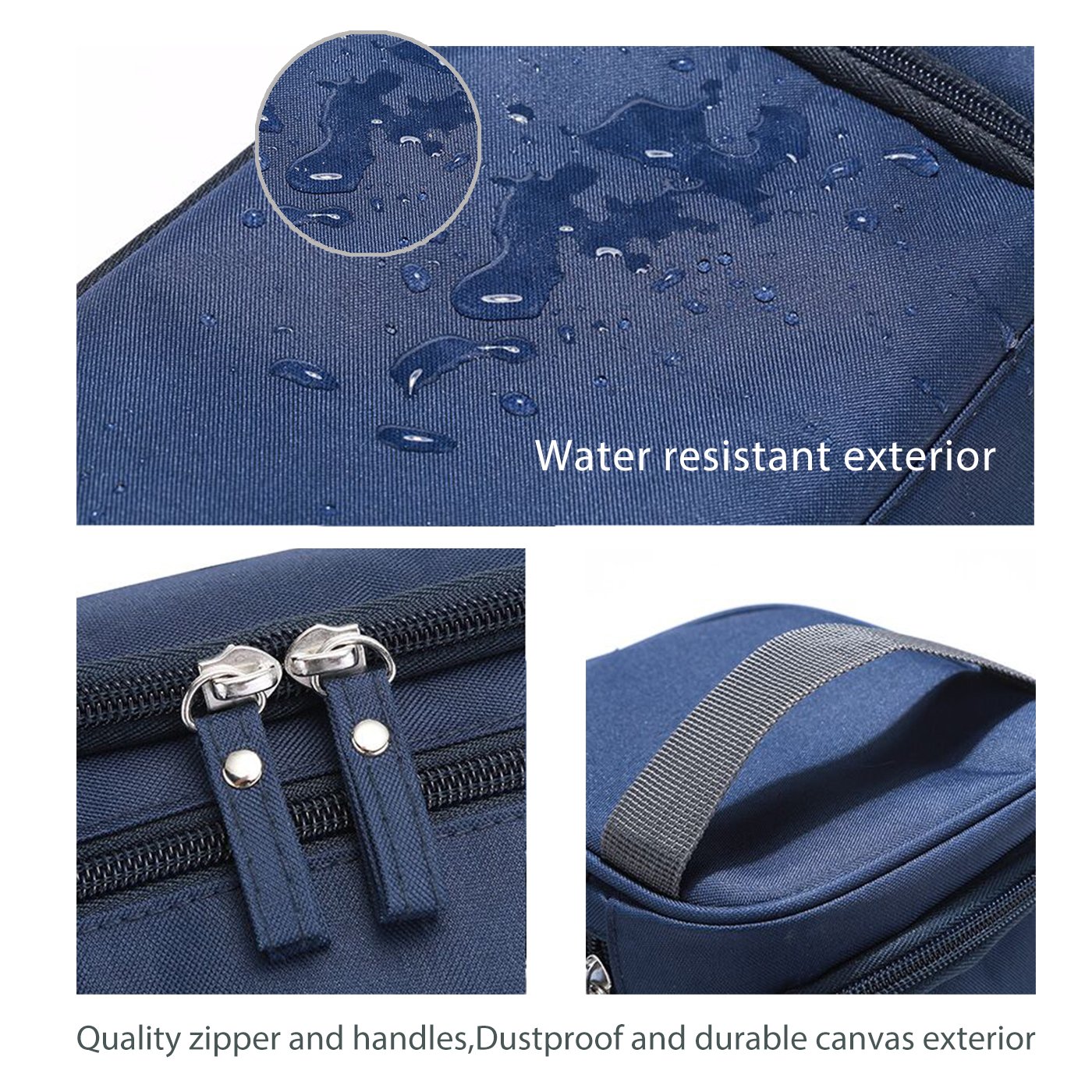 ProCase Toiletry Bag Travel Case with Hanging Hook, Dopp Kit Organizer for Accessories, Shampoo, Cosmetic, Personal Items, Healthcare Bag with Handle, Navy Blue