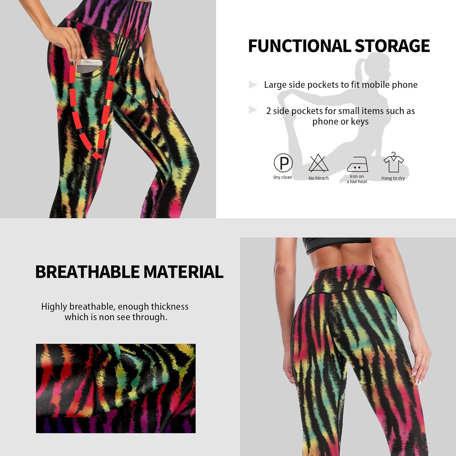 Cerburny High Waisted Exercise Yoga Pants with Pockets Workout Leggings for Women Running Pants - Image 4