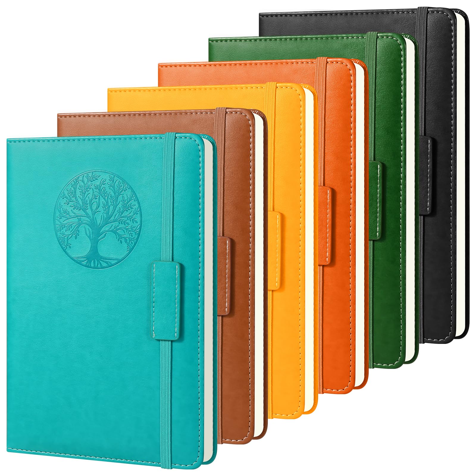 VZZNN Lot de 6 carnets de notes à couverture rigide en cuir synthétique, format A5, pour écriture, travail, voyage, école, université, 14 x 21,1 cm, 240 pages lignées classiques, multicolore
