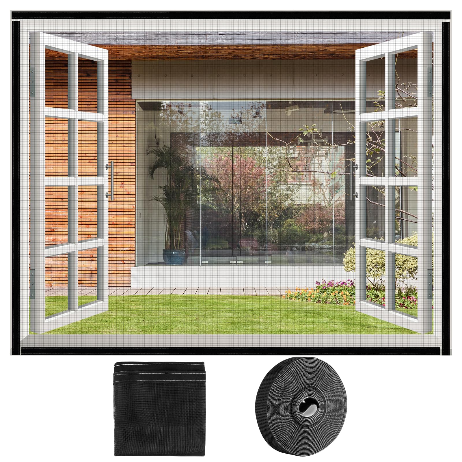 TAIANJI Cat Window Guard 100x130cm, Self-Adhesive Window Fly Screen Protection Window Mesh DIY Cats Net Detachable Pet Bugs Flat Nets Keep Bugs Out Indoors