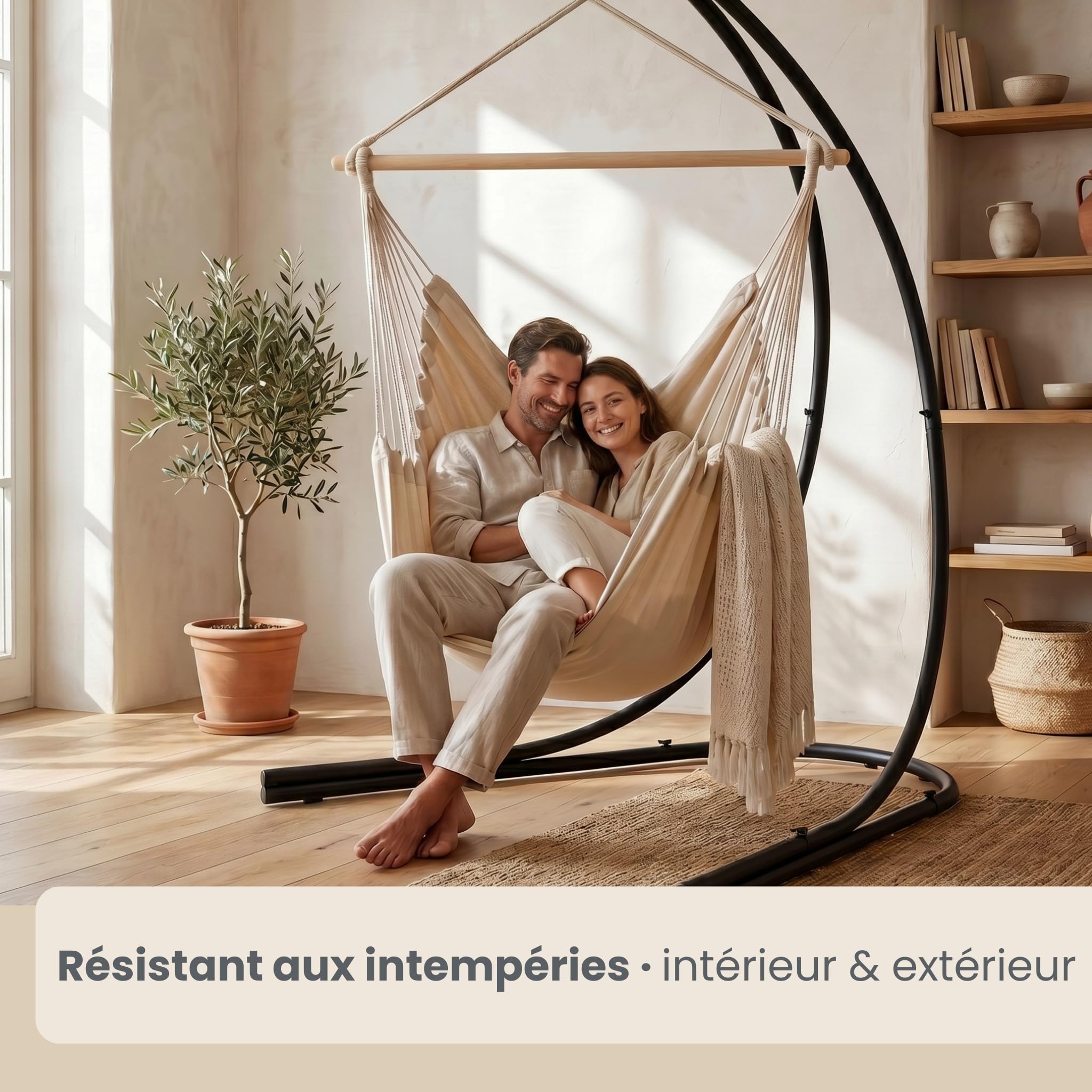 AMANKA Jusqu'à 150kg : Support pour Fauteuil Suspendu - 210cm Support Chaise Suspendue - Cadre Aesthetic pour Fauteuil de Jardin Siege Suspendu Fauteuil a Suspendre - Support Sac de Frappe sur Pied