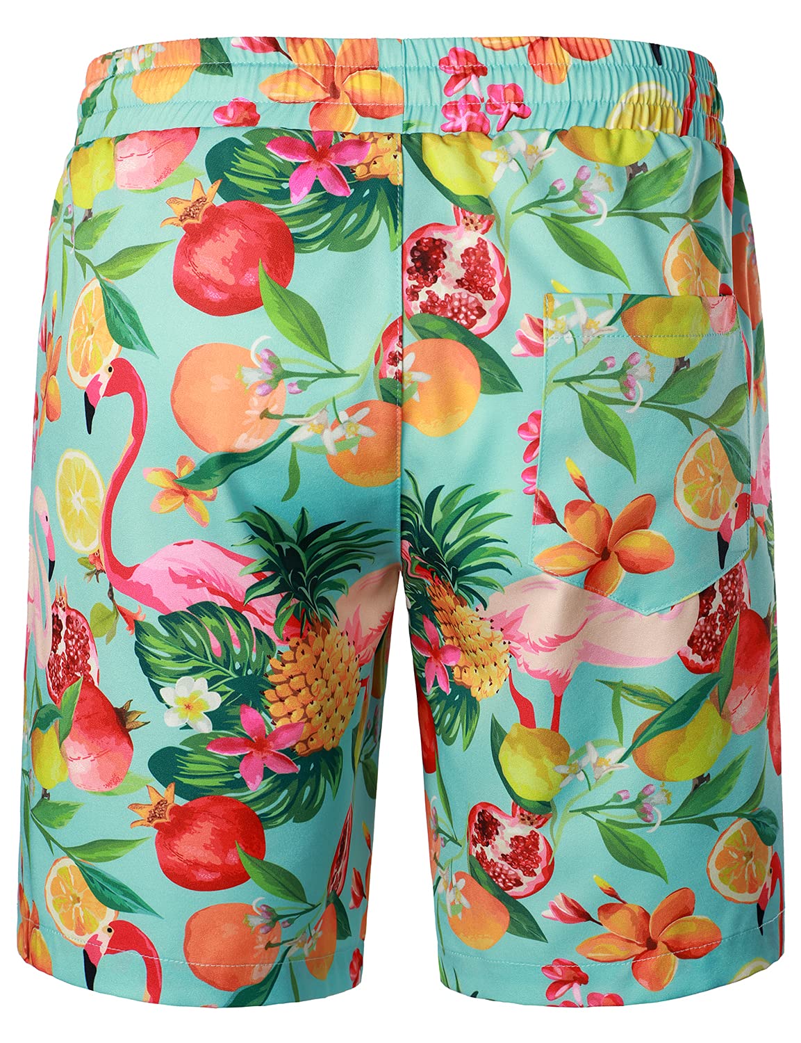 JOGAL Camicia hawaiana da uomo con fenicottero, a maniche corte e pantaloni corti, set da spiaggia
