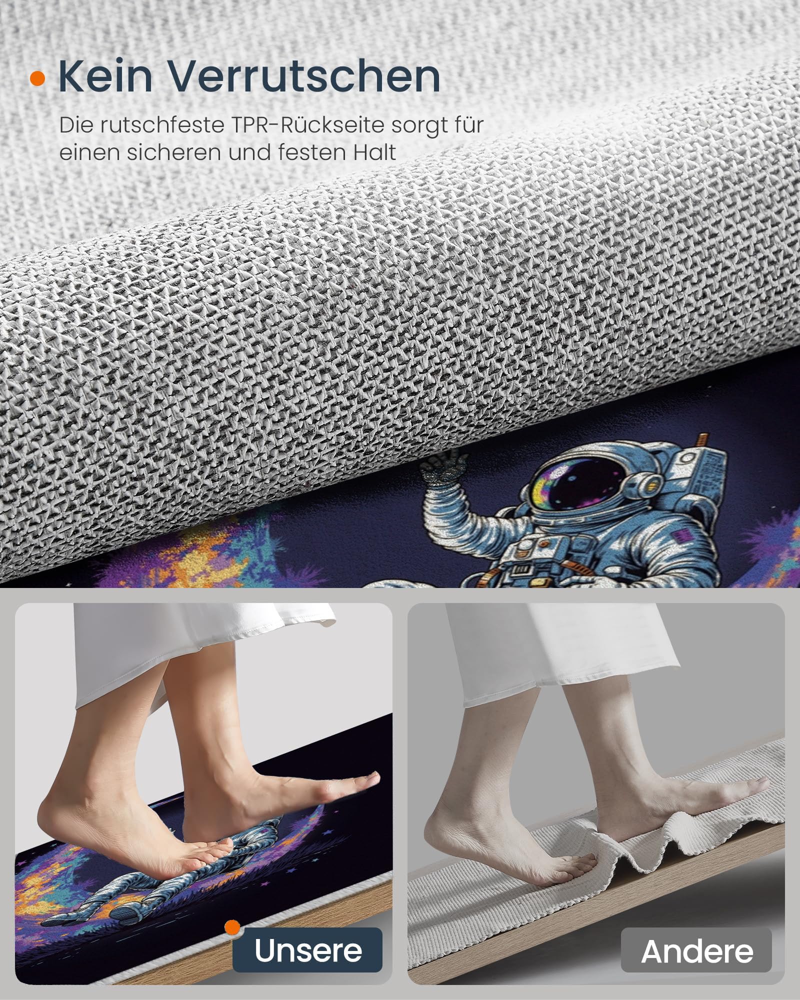 Tapis Rond Aquarelle Lune Astronaute 100 Cm, Lavable En Machine Pour Salon, Ne Perd Pas Ses Poils, Antidérapant | Tapis Affiche Science-Fiction Pour Chambre À Coucher Chambre D'Enfant, Noir Violet