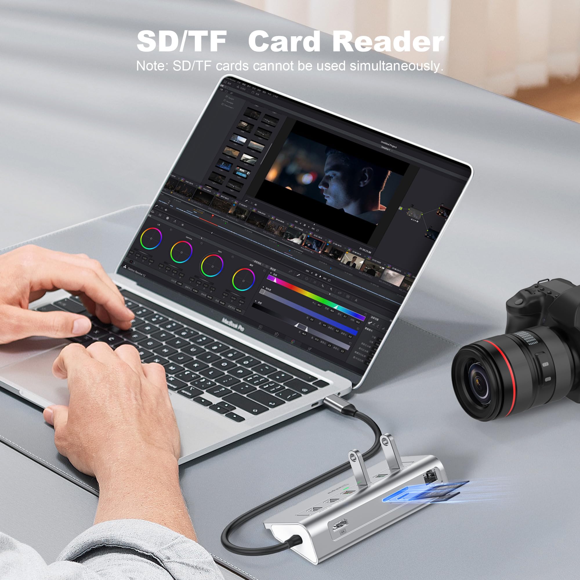 Intpw P9R PRO USB C Hub, 10-in-1 USB C Docking Station mit 1Gbps Ethernet, 4K@60Hz HDMI, 10Gbps 2 Type-A/C 3.2, 2 Type-A 2.0, PD 100W, SD/TF, Aluminium USB HUB für iPhone16/15 Series/MacBook