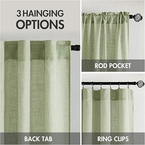 Vista 28 de MIULEE - Cortinas semitraslúcidas suaves y gruesas, textura de lino para dormitorio y sala de estar, para Navidad, con trabilla trasera y jareta, 84