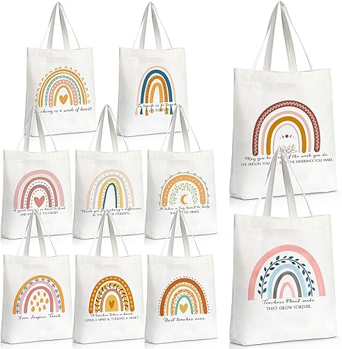 Sadnyy 20 bolsas de lona arcoíris para profesores y empleados, regalo inspirador con cremallera para oficina, escuela