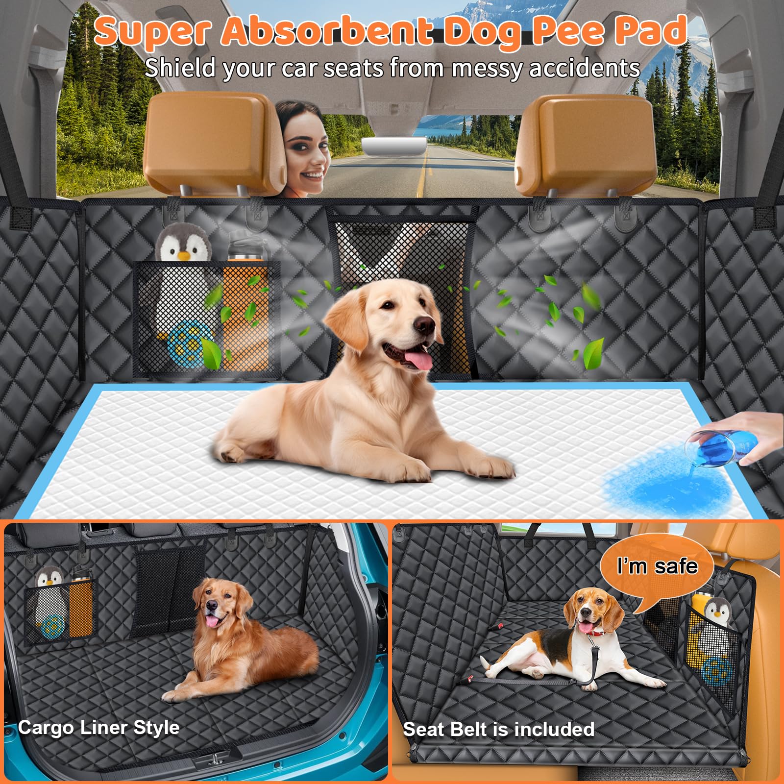 URPOWER XL Hard Bottom Dog Seat Cover for Full-Size Truck Back Seat view 3