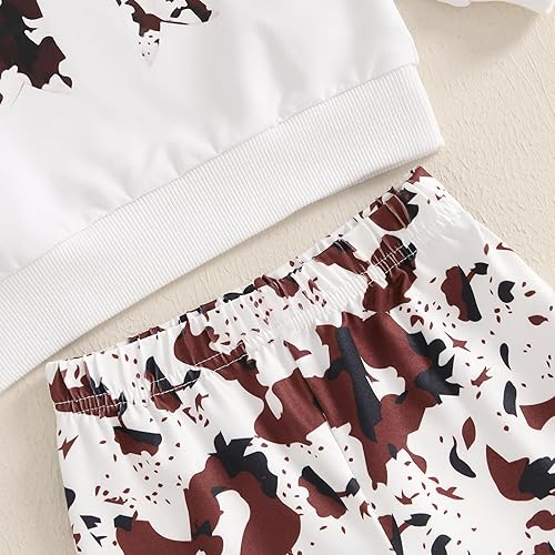 Miniatura 6 de Ropa de bebé con estampado de vaca para bebé sudadera con pantalones acampanados traje de invierno