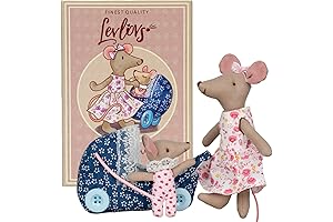 Christmas Mouse in a Matchbox with Mice and Stroller