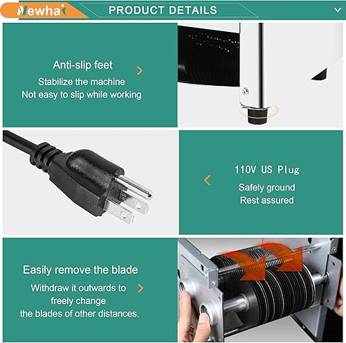 Miniatura 5 de Newhai Máquina cortadora de carne de 850 W, cortadora de carne eléctrica de 0.197 in, cortadora de carne triturada, acero inoxidable, 330 lbh para