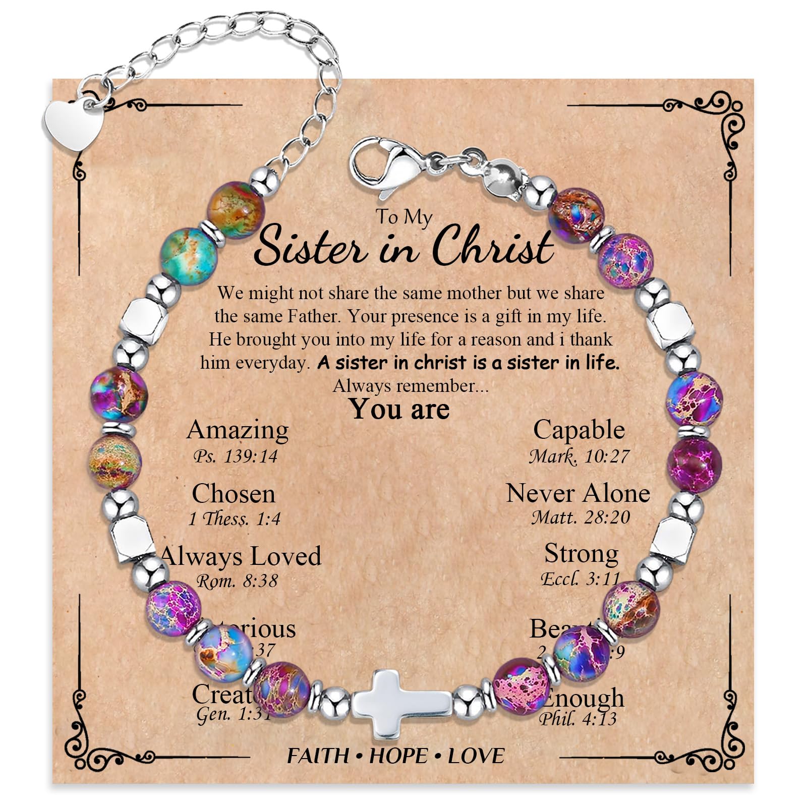 Cross Bracelet for Women Girls, Christian Gifts for Daughter Granddaughter Sister In Christ Friend Niece, Baptism Confirmation First Communion Gifts for Girls