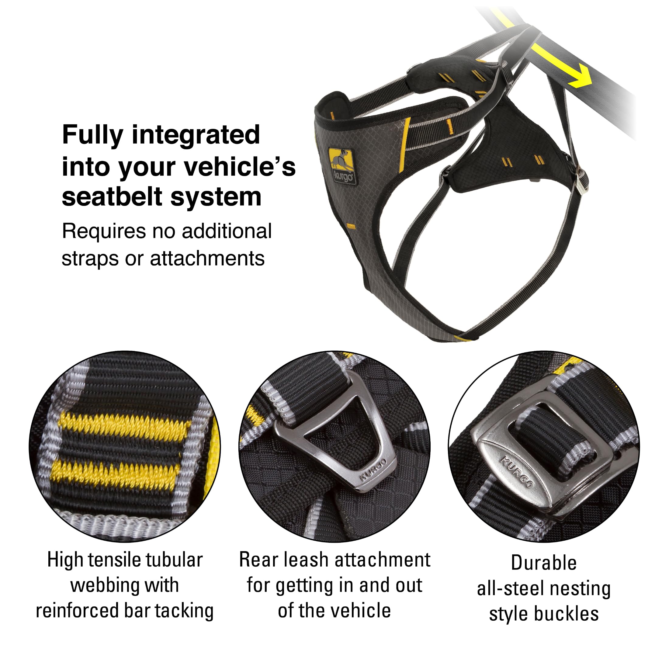 Kurgo Impact Dog Car Harness - Crash Tested Pet Harness - Premium Dog Car Safety - Padded Chest Support - Tubular Webbing Construction - High Strength Steel Buckles - X-Large - image 2